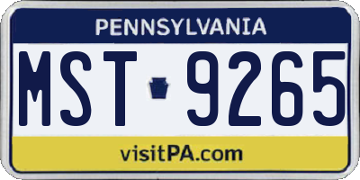 PA license plate MST9265