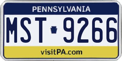 PA license plate MST9266