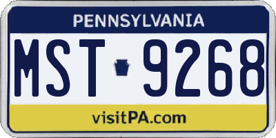 PA license plate MST9268