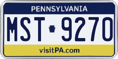 PA license plate MST9270