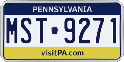 PA license plate MST9271