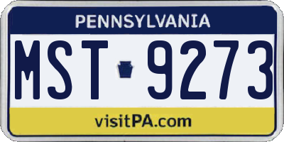PA license plate MST9273