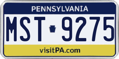 PA license plate MST9275