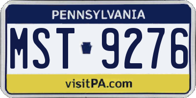 PA license plate MST9276