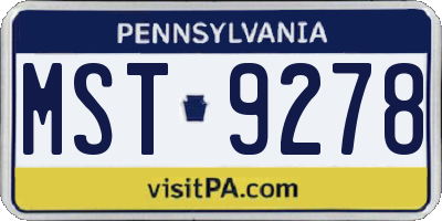 PA license plate MST9278