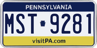PA license plate MST9281