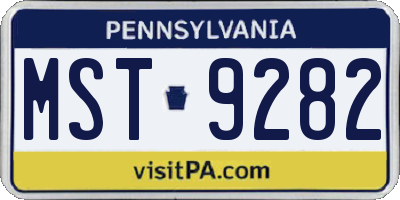 PA license plate MST9282