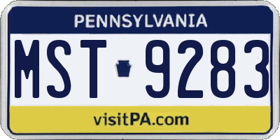 PA license plate MST9283