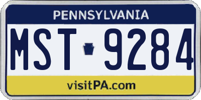 PA license plate MST9284