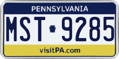 PA license plate MST9285