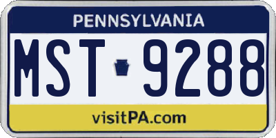 PA license plate MST9288