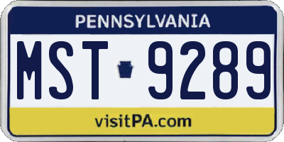 PA license plate MST9289
