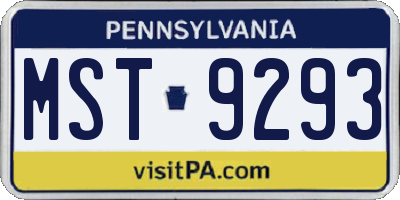 PA license plate MST9293