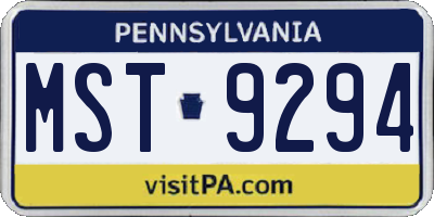 PA license plate MST9294