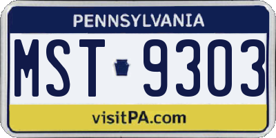 PA license plate MST9303