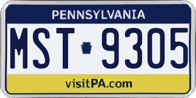 PA license plate MST9305