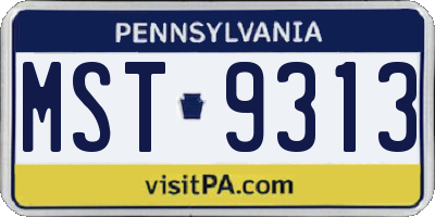 PA license plate MST9313