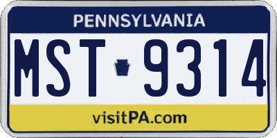 PA license plate MST9314