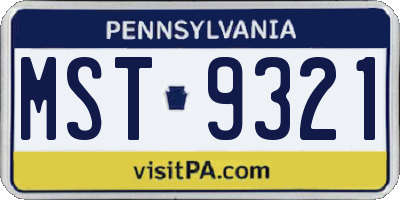 PA license plate MST9321