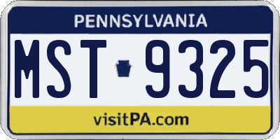 PA license plate MST9325