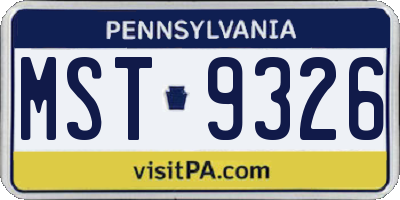 PA license plate MST9326