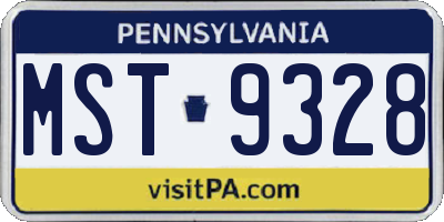 PA license plate MST9328