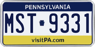 PA license plate MST9331