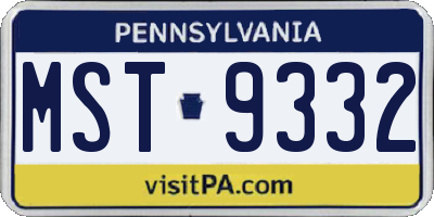 PA license plate MST9332