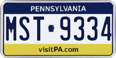 PA license plate MST9334