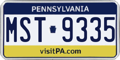 PA license plate MST9335