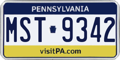 PA license plate MST9342