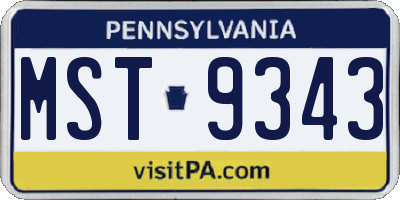 PA license plate MST9343