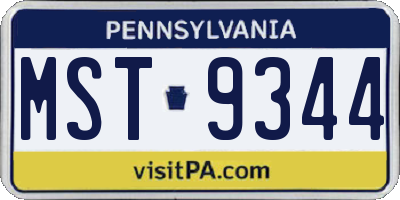 PA license plate MST9344