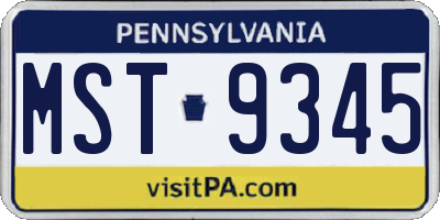 PA license plate MST9345