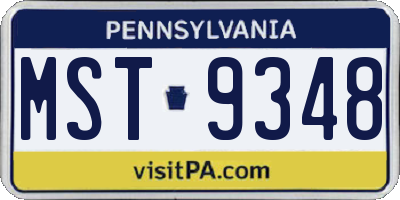 PA license plate MST9348