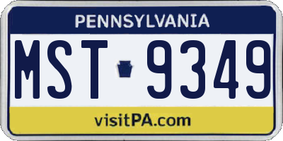 PA license plate MST9349