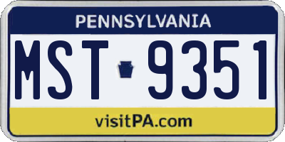 PA license plate MST9351
