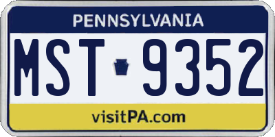 PA license plate MST9352