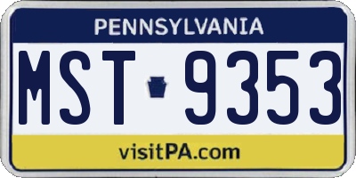 PA license plate MST9353