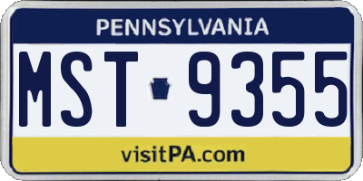 PA license plate MST9355