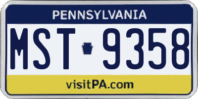 PA license plate MST9358