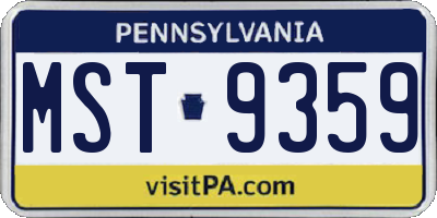 PA license plate MST9359