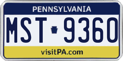 PA license plate MST9360