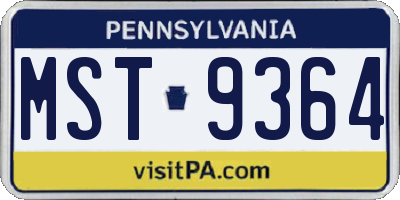 PA license plate MST9364