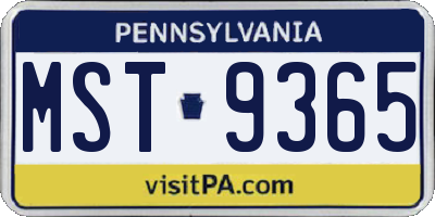 PA license plate MST9365