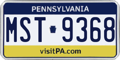 PA license plate MST9368