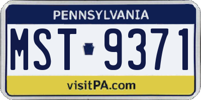 PA license plate MST9371