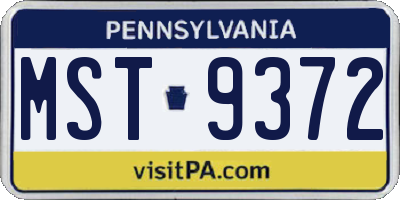 PA license plate MST9372