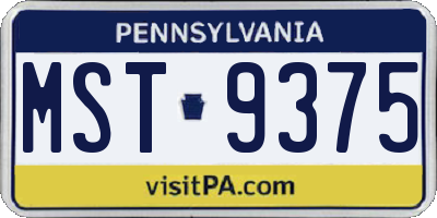 PA license plate MST9375