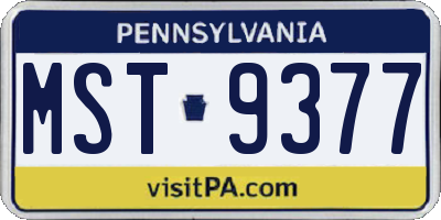 PA license plate MST9377